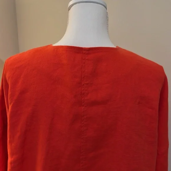 EILEEN FISHER Coral Organic Linen Jacket LARGE Oversize Top Capsule Large L - Picture 7 of 16